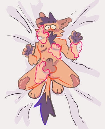 Fullbody NSFW with floating hands with simple hand drawn background