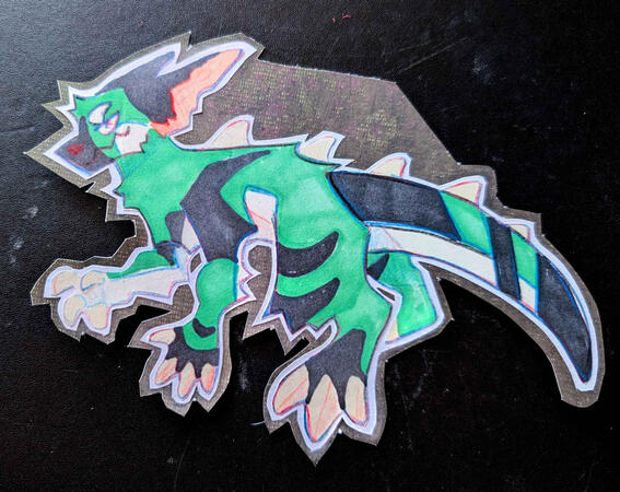 Fullbody character badge made with markers and colored pencil